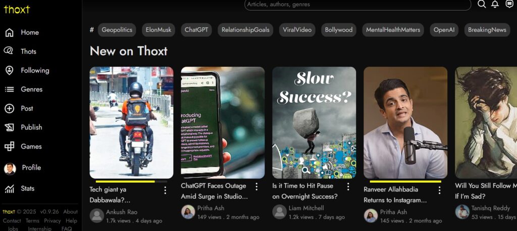 Thoxt Homepage Desktop